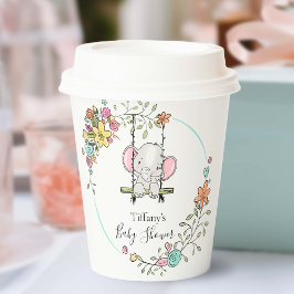 Adorable Baby Elephant Boy Floral Baby Dusche Pappbecher