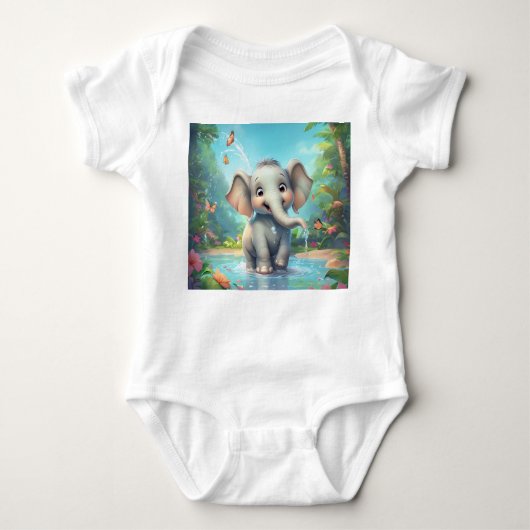 Adorable Baby Elephant Design Baby Strampler (Vorderseite)
