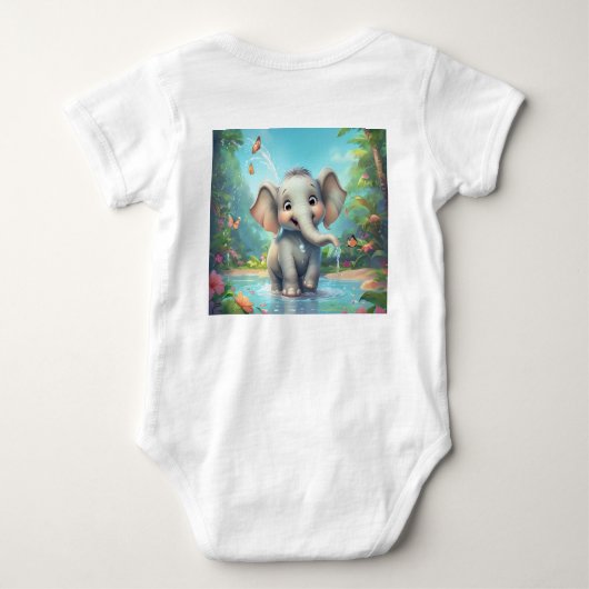 Adorable Baby Elephant Design Baby Strampler (Rückseite)