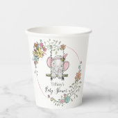 Adorable Baby Elephant Girl Floral Baby Dusche Pappbecher (Vorderseite)