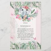 Adorable Baby Elephant Girls Baby Dusche lädt ein (Rückseite)