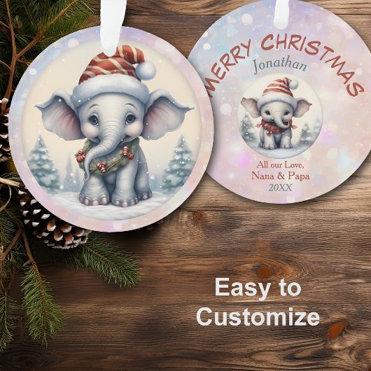 Adorable Baby Elephant Grandchild Ornament