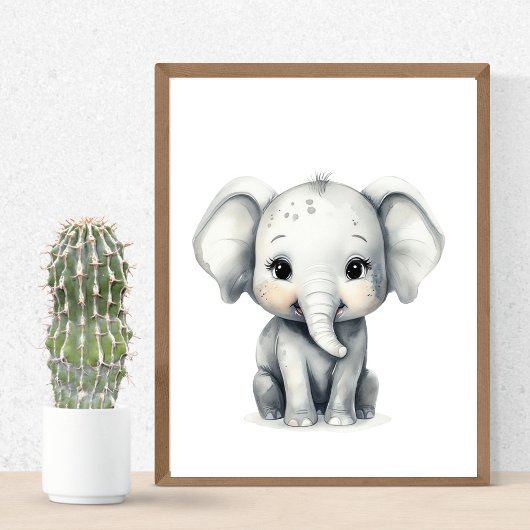 Adorable Baby Elephant Kinderzimmer Dschungelthema Poster