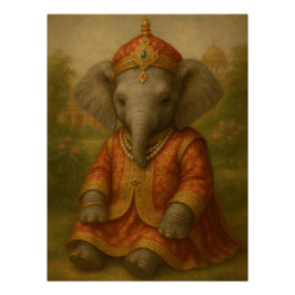 Adorable Baby Elephant King Royal Poster