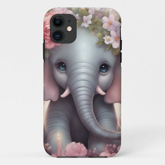 Adorable Baby Elephant mit Blume Case-Mate iPhone Hülle (Rückseite)