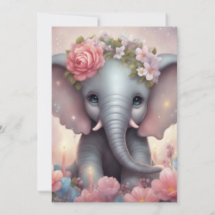 Adorable Baby Elephant mit Blume Feiertagskarte