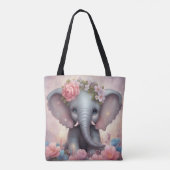 Adorable Baby Elephant mit Blume Tasche (Rückseite)