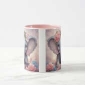 Adorable Baby Elephant mit Blume Tasse (Zentrum)