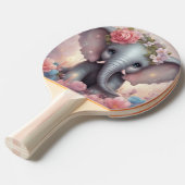 Adorable Baby Elephant mit Blume Tischtennis Schläger (Vorderseite)