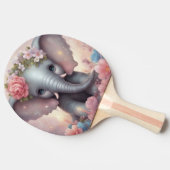 Adorable Baby Elephant mit Blume Tischtennis Schläger (Seitenansicht)