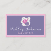 Adorable Baby Elephant Pink & Lila Babysitter Visitenkarte (Vorderseite)
