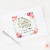 Adorable Baby Elephants Vielen Dank Quadratischer Aufkleber (Umschlag)