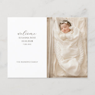 Adorable Baby Foto Birth Ankündigungspostkarte