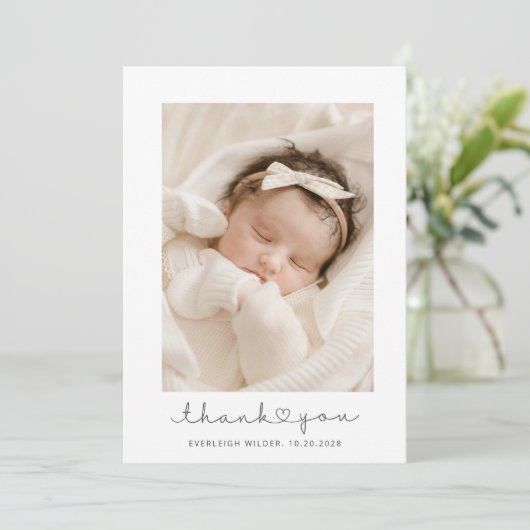 Adorable Baby Foto Vielen Dank Ankündigung (Stehend Vorderseite)