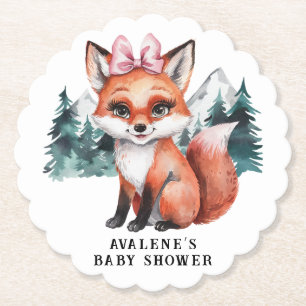 Adorable Baby Fox Watercolor Girl Babydusche Untersetzer