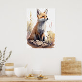 Adorable Baby Fox Watercolor Kinderzimmer Poster (Küche)