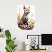 Adorable Baby Fox Watercolor Kinderzimmer Poster (Heimbüro)