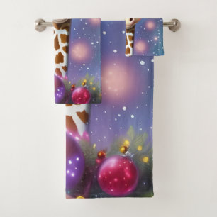 Adorable Baby Giraffe mit Holly und Glitzer Badhandtuch Set