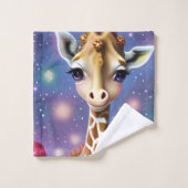 Adorable Baby Giraffe mit Holly und Glitzer Badhandtuch Set (Waschlappen)