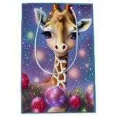 Adorable Baby Giraffe mit Holly und Glitzer Mittlere Geschenktüte (Vorderseite)
