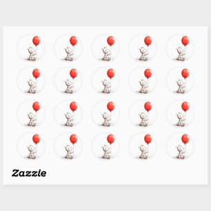 Adorable Baby Giraffe mit Red Balloon Runder Aufkleber