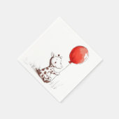Adorable Baby Giraffe mit Red Balloon Serviette (Ecke)