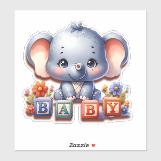 Adorable Baby Girl Elephant Speller Aufkleber (Blatt)