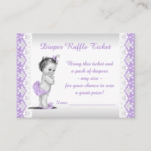 Adorable Baby Girl Lila Diaper Raffle Ticket Begleitkarte (Vorderseite)