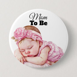 Adorable Baby Girl Watercolor Mama zu sein Button
