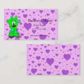 Adorable Baby Green Monster on Heart Background Visitenkarte (Vorne/Hinten)