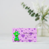 Adorable Baby Green Monster on Heart Background Visitenkarte (Stehend Vorderseite)