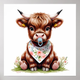 Adorable Baby Highland Cow Poster