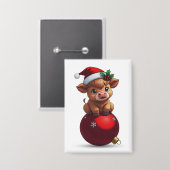 adorable baby highland cow sitting button (Vorderseite/Rückseite)