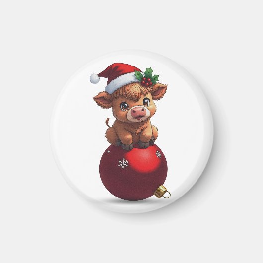 adorable baby highland cow sitting magnet (Vorne)