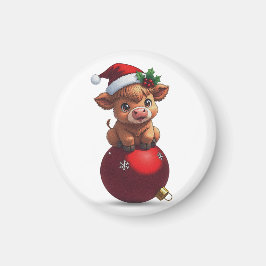 adorable baby highland cow sitting magnet