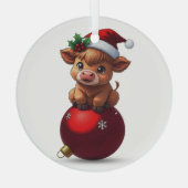 adorable baby highland cow sitting ornament aus glas (Rückseite)