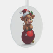 adorable baby highland cow sitting ornament aus glas (Vorderseite Rechts)