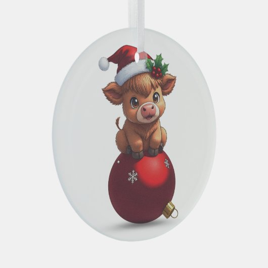 adorable baby highland cow sitting ornament aus glas (Vorderseite Rechts)