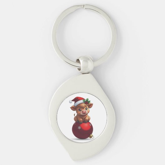 adorable baby highland cow sitting schlüsselanhänger (Vorderseite)