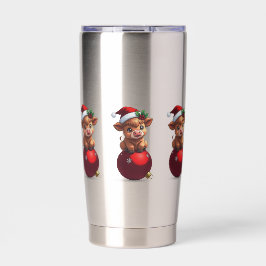 adorable baby highland cow sitting thermobecher