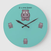 Adorable Baby Hippo Aquamarine Blue Wall Uhr (Vorderseite)