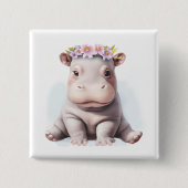 Adorable Baby Hippopotamus Button (Vorderseite)