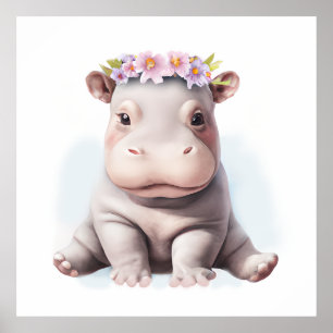 Adorable Baby Hippopotamus Poster