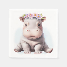 Adorable Baby Hippopotamus Serviette