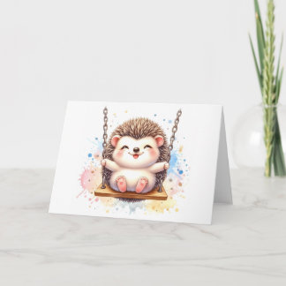 Adorable Baby Igel Whimsisches Aquarellblau Karte