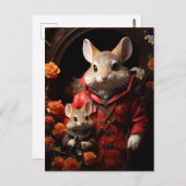 Adorable Baby Kaninchen in Bekleidung Postkarte (Vorne/Hinten)