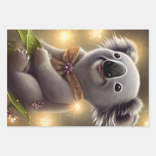 Adorable Baby Lächeln Koala Bär Geschenkpapier Set (Vorderseite)