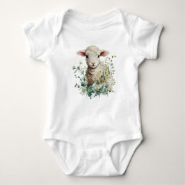 Adorable Baby Lamm mit Blume Baby Strampler