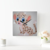 Adorable Baby Leopard Quadratische Wanduhr (Zuhause)
