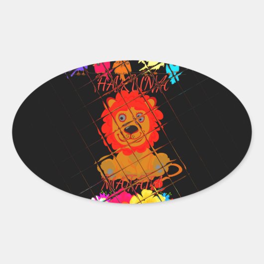 Adorable Baby Lion Art Design Motif Ovaler Aufkleber (Vorderseite)